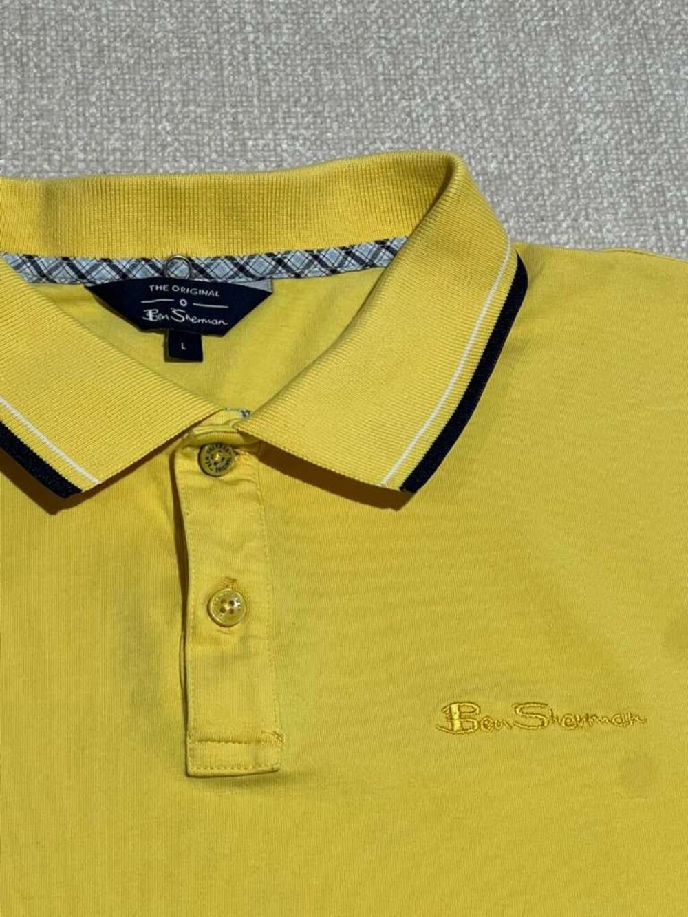 Ben Sherman Yellow Polo Shirt Men’s Size L Classic Fit Stretch - Picture 5 of 8
